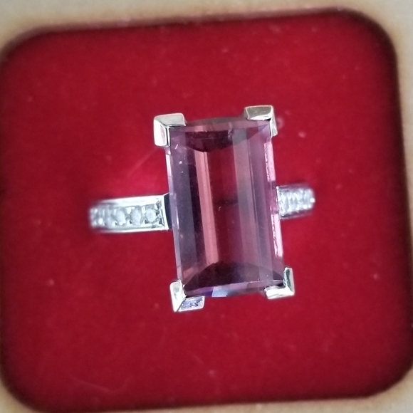 Sale! Huge 14+ carats  14k custom made Russian tourmaline raspberry diamond ring - Picture 12 of 16